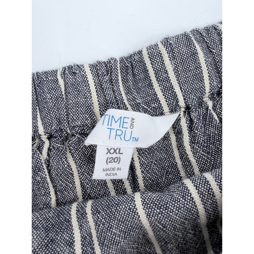 Time and Tru Cami Tank Top Striped Modern Womens XXL 20 Gray White Linen Blend - Picture 3 of 8